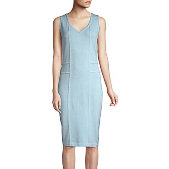 St John Santana Knit Sheath Blue Dress 